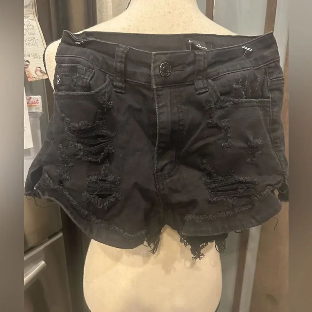KanCan Black Distressed Shorts